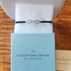 Touchstone Crystal Infinity Woven Black and Silver Bracelet